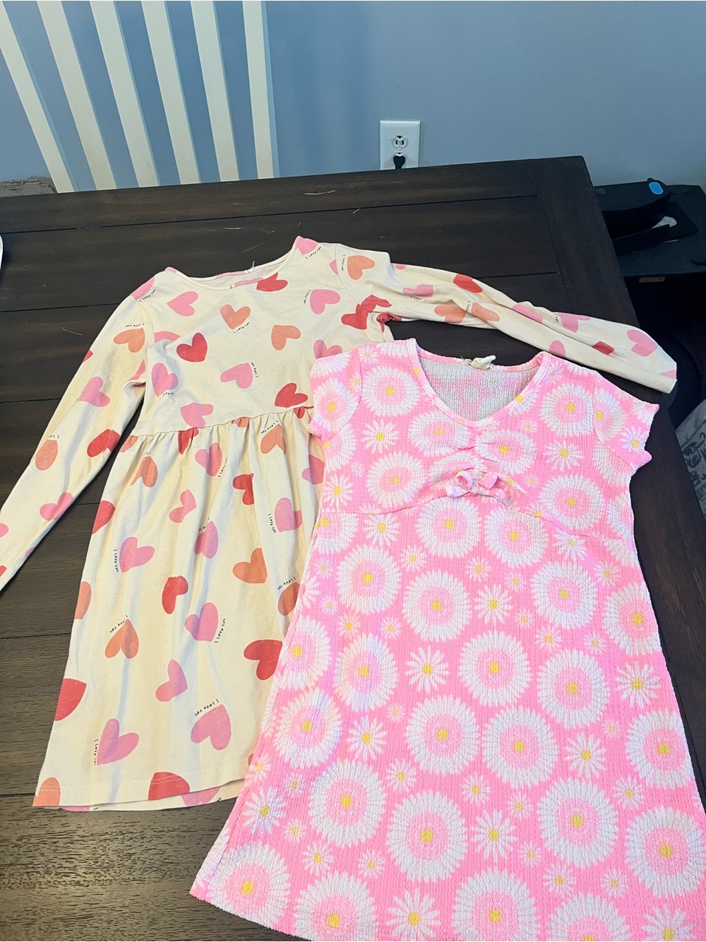 Girls Heart & Pink Daisy Dresses - Pink, Cream